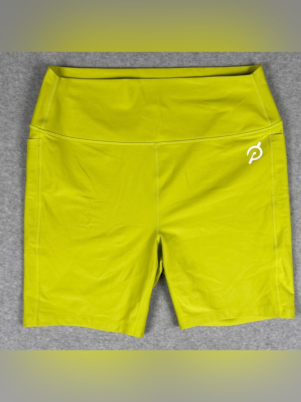 Peloton Bike Shorts Womens XL Chartreuse High Rise Side Pocket Cycling